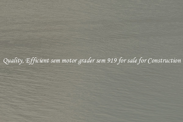 Quality, Efficient sem motor grader sem 919 for sale for Construction