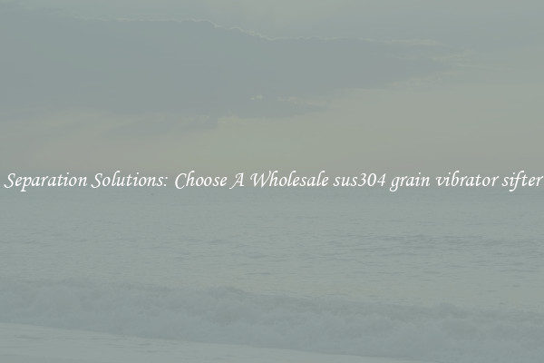 Separation Solutions: Choose A Wholesale sus304 grain vibrator sifter